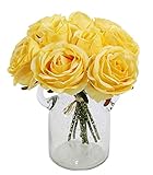 TOPIA Artificial Roses Flowers, Silk Roses Flowers (Yellow)