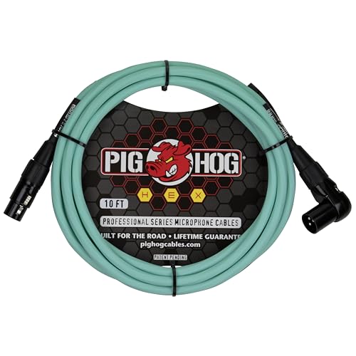 Câble micro angle droit Pig Hog PHMH10SGR XLR vert écume de mer