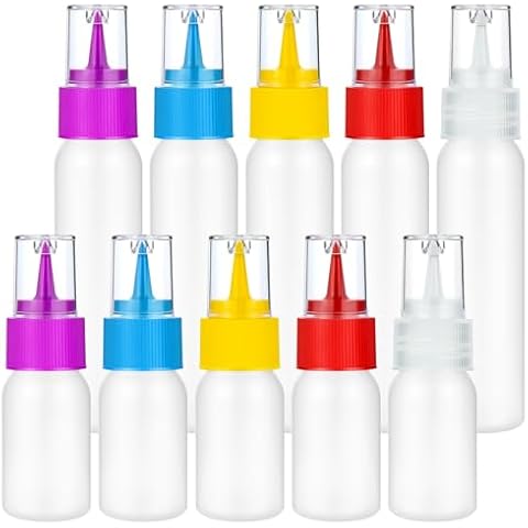 suoundey 10pcs Squeeze Writer Bottles 30ml/60ml Plastic Icing Bottles Small Easy Squeeze Bottle 1 And 2 Ounce For Cakes Cookie Decorating, Food Coloring, Food DIY & Ice Cream Decoration Cover