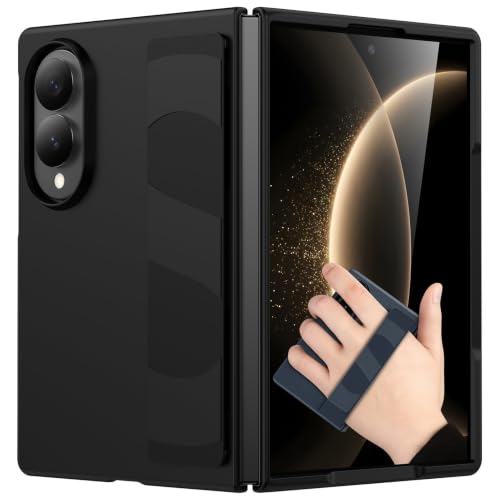 Coque Galaxy Z Fold8 noire rigide en PC avec dragonne élastique intégrée