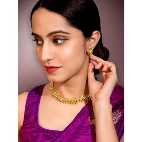 Image of Peora Gold Plated Bridal Jewellery Set with Kamarband Gift for Women Indian Traditional Ethnic Wedding