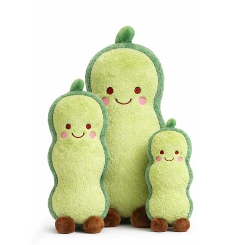 HISBO 3 Pcs Pea Stuffed Animal Three Sizes, Pea Pod Plush Pillow, Large/Medium/Small for Emotional Support, Gift Giving