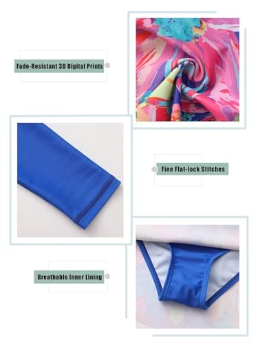 Image of Girls One Piece Swimsuits Long Sleeeve Swim Dress for Kids Girls Bathing Suits Summer Swimwear 3-16 Years