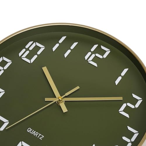 Image of SKYTONE Wall Clock 12 inch Silent Quartz Decorative Wall Clock Non-Ticking Classic Clock Round Easy to Read for Living Room, Bathroom, Kitchen, Office, School (Olive Green)