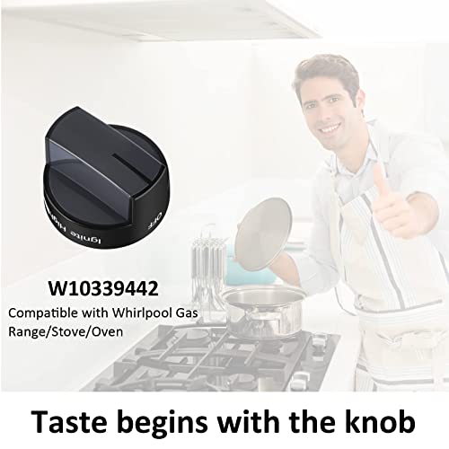 Image of W10339442 Gas Stove Knob, Cooktop Surface Burner Control Knobs Black Replacement, Compatible with Whirlpool Gas Range /Stove /Oven, Replaces WPW10339442 PS11753188 (1pack)