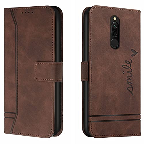 Lihondar Funda para Xiaomi Redmi 8/8A, Premium PU Cuero Billetera Tapa Flip Protectora Carcasa Libro Case Magnético con Tapa y Ranura para Tarjetas Piel Cartera para Xiaomi Redmi 8/8A (Braun) Cover