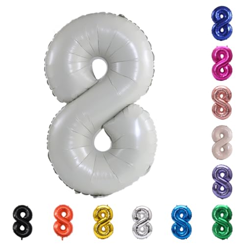 Image of YPSelected 32 Inch Large Foil Helium Number Balloon Birthday Wedding Party 0-9 (Ivory, 8)