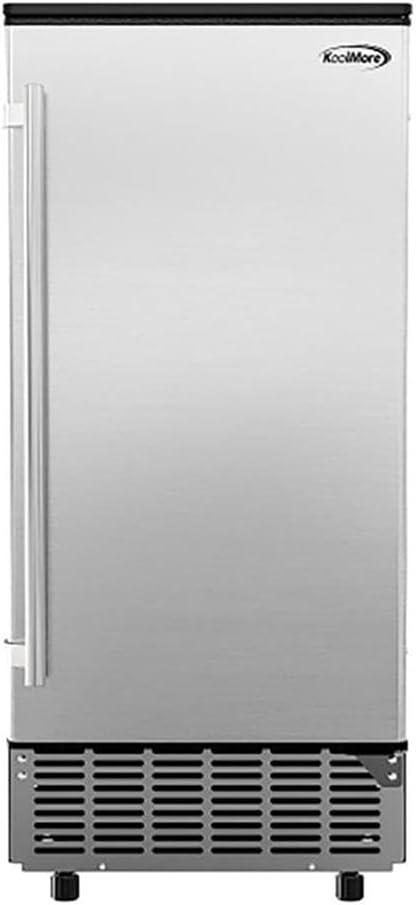 Pemberly Row Built-in Ice Maker Machine, Stainless Steel, Silver Finish, 75 lbs/Day Capacity, 15x18.5x33.9 in, Compact Undercounter Design, Home Bar Ice Cube Maker, Automatic Water Supply System