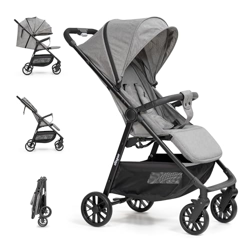 Interbaby - Silla de Paseo Voyage | Carrito Bebe desde Nacimiento hasta 48 meses o 22 kg | Botón Plegado rápido, Amortiguadores, Capota XXL Intercambiable, Reposabrazos | Cochecito bebe Gris