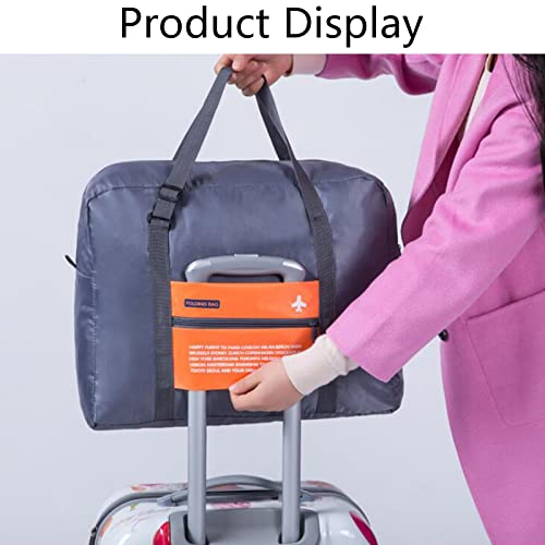 INVODA Travel Bag Foldable Duffel Luggage Bag carry on Nylon Sports Tote Gym Bag Lightweight Weekender Overnight Bag（Orange）