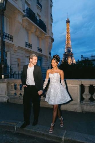 Xijun White Short Wedding Dresses for Women 2025 Mini Bridal Dress Reception Gowns for Bride with Sleeves4