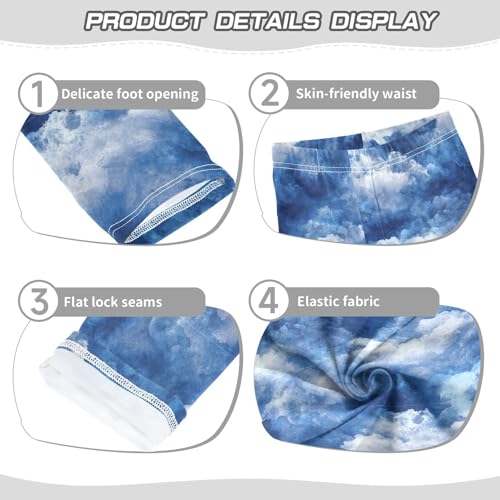 Boccsty Deep Blue Tie Dye White Girls Leggings Kids Yoga Pants Dance Active Tights 4T3