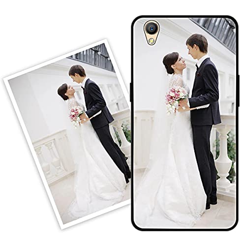 Sunrive Personalizzate Cover compatibile con Oppo A37 personalizzabile con Foto Testi Frase Logo Disegni e Grafiche Personalizzata, Bordo TPU + Design in Vetro Temperato Posteriore