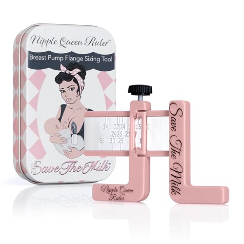 Image of Nipple Queen Ruler - Nipple Measuring Tool for Pumping, Breast Pump Flange Sizing. Nipple Ruler, Flat Nipples, Inverted Nipples, Elastic Nipples