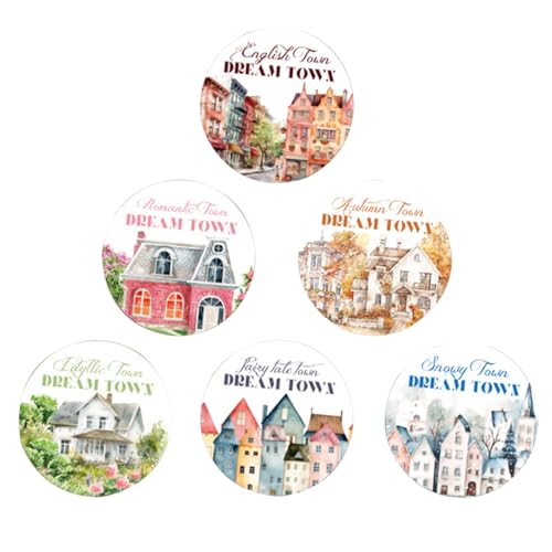 Scrapbook Town Town - Escenario Pegatina, cinta adhesiva impermeable, alimentación de artesanía | Cinta decorativa con temática de ciudad 6x para álbumes, periódicos de bolas y creado