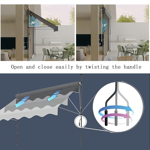Store de balcon extérieur haut de gamme sans perçage réglable avec manivelle