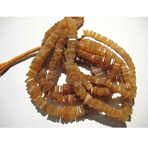Pierre de lune orange naturelle perles heishi carrées size 5mm fil de 16 inches