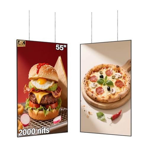 Image of 55inch Digital Signage Display, 4K 2000nits High Brightness Slim Fit Frameless Digital Signage, LCD Advertising Display, CMS / Plug & Play Auto Play, 7 /24 Timer Switch, Built-in Speaker, Android OS11