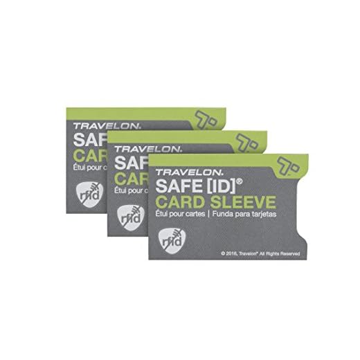 Travelon Safe Id Set of 3 RFID Blocking Sleeves, Gray, 3.4 x 2.3