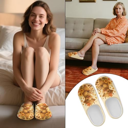 Women's Fall Decor Slippers Warm Fuzzy Soft Cotton Slippers Non-Slip for Ladies Girl Casual3