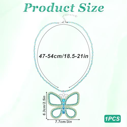 Green Butterfly Choker Necklace, Sparkly Green Butterfly Choker Pendant Necklace Rhinestone Choker Jewelry Gift for Women Wife Girlfriend Mom2