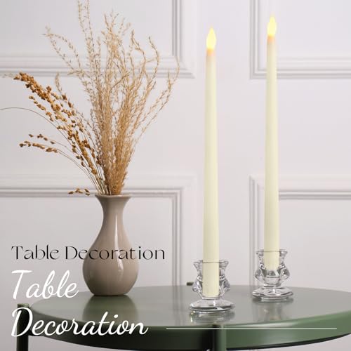 Image of Baquler 24 Pcs 12.4 Inch LED Flameless Taper Candles Battery Operated Candles Bulk Ivory LED Candlesticks Flickering for Christmas Wedding Home Decor