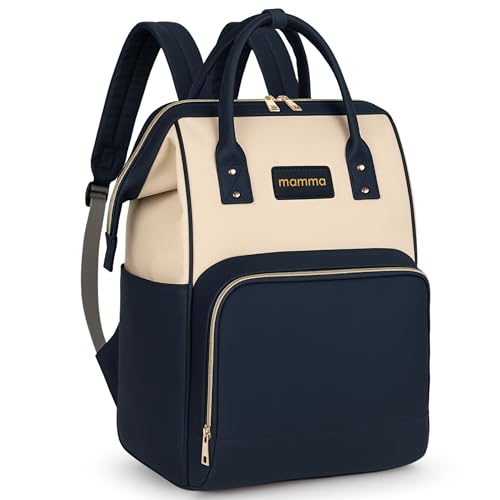 Image of MAMMA Vegan Leather Diaper Bag for Mothers for Travel, Baby Bag for Mother Travel, Diaper Bag for Baby, 12 Pockets Waterproof Diaper Bags for Mom, Hospital Bag for Delivery Women | 9 Months Warranty