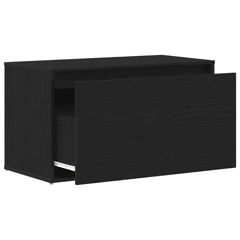 vidaXL Panca per ingresso Rovere Nero 80 x 40 x 45 cm | Tanto spazio dentro per tutte le tue cose, Fatto in legno ingegnerizzato robusto, Ottimo per corridoi, ingressi e foyer