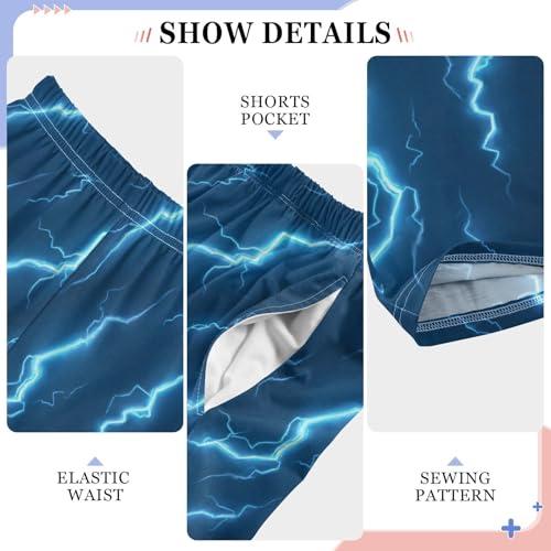 Pajama Bottoms, Pajamas Long Pant Thunderbolt Blue Lightning Lounge Wear Casual Sleep Pants Soft Pjs Sleepwear4