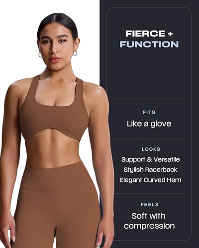 Image of Aoxjox Define Sculpt Racerback Sports Bra | women's workout fitness yoga crop tank, breathable fabric, 4-way stretch, moisture-wicking, gym essential