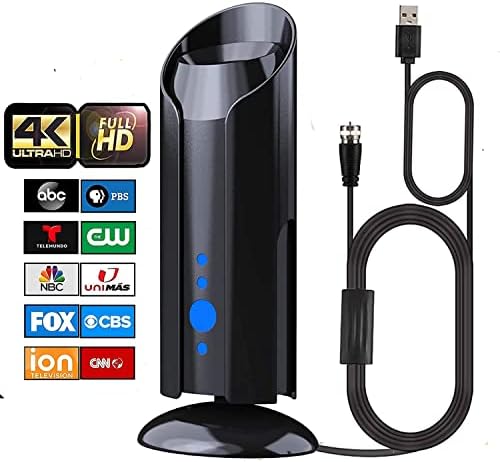 [2023 Release] Antier 450+ Miles Range Indoor TV Antenna – HDTV Antennas are 8K 4K Full HD Compatible, with Best Powerful Amplifier and Signal Booster, 26ft Coaxial Cable for Smart & Older TVs