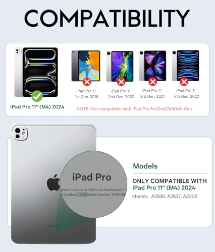 GreenLaw for iPad Pro 11 inch Case with Keyboard(M4) 2024, Detachable Wireless Keyboard Case, Stain-Resistant Surface, 7-Color Backlit, Multi-Touch Trackpad, 2 Device Connection, Black