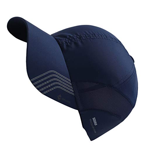 Boné de beisebol KESYOO unissex respirável de secagem rápida boné de malha com aba (preto), Dark Blu