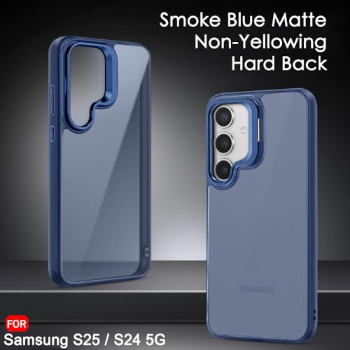 Image of TheGiftKart Hybrid Matte Frosted Back Cover Case for Samsung Galaxy S25 5G / S24 5G | Built-in Stand | Shockproof Hard Back Case Cover for Samsung Galaxy S25 5G / S24 5G (PC & TPU, Translucent Black)