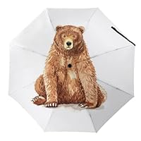 JZemdybill Folding Umbrella, Brown Bear Umbrella, Travel Umbrella for Windproof, Rainproof