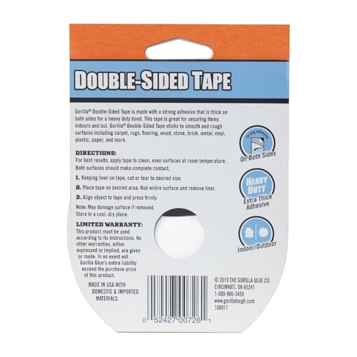Gorilla Double Sided Tape 7.3m - Heavy Duty, Strong Adhesive & Indoor/Outdoor Use - Image 2