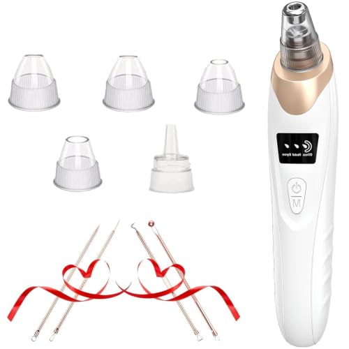 Blackhead Remover Pore Vacuum Kit -Blackhead Extractor Tool with 3 Adjustable Suction Levels, 5...