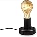 Produktbild Mengjay Trade Vintage Tischleuchte mit Kabelschalter Retro Nachttischlampe Tischlampe E27 Matt-Schwarz ohne Leuchtmittel Ø10cm (Schwarz) (FarbeSchwarz)