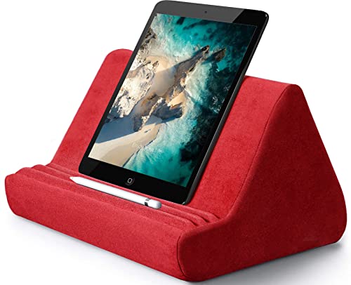 Morbido supporto per tablet con tasca,multi-angolo morbido cuscino Lap Stand,libro divano cuscino supporto,supporto a cuneo tablet,supporto pigro supporto,per tablet/iPad/e-read/smartphone(rosso vino