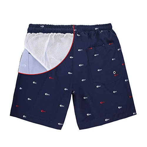 Image of American Trends Men's Swim Trunks Beach Shorts Athletic Swimwear Bathing Suits Swimming Trunks Quick-Dry Swimming Suit, Navy Fish, XX-Large