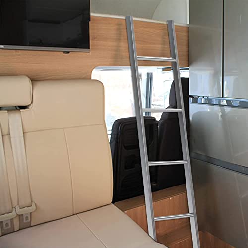 MBXLDGFD Escalera de litera Plateada Ajustable con Ganchos para Autocaravana, de 140, 150 y 160 cm, Ideal para Armario, Dormitorio, Loft y Autocaravana. Incluye Kit Completo. Capacidad de Carga: 150