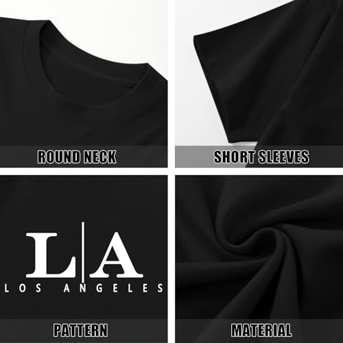 Image of BeWithYou Oversized Graphic Tshirts for Men Vintage Los Angeles Letter Graphic Shirt Baggy Streetwear Tee Casual Cotton Tops