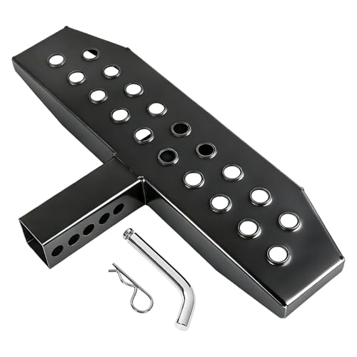 DICMIC Hitch Step Anti Slip and Rust Towing Bumper Guard for Most Car SUV Truck Pickup with Pin Fit 2 Inch Receiver, 20 Inch Length, Weight Capacity 500 LBS, Circular Hole Design