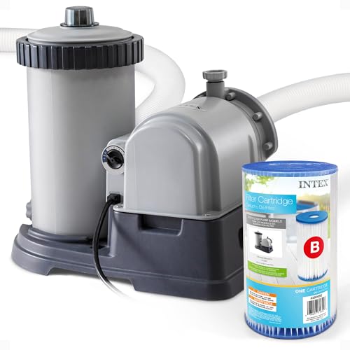 Intex 2500 GPH Swimming Pool Filter Pump with Built-In Timer and Easy-Set Type B Filters For Above Ground Pools Replacement Cartridge