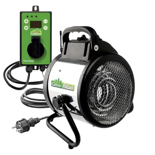 Bio Green Elektrogebläseheizung Palma, 2000 Watt, Digital-Thermostat, IP X4 Spritzwassergeschützt für Gewächshäuser