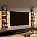 Homaterial 5 Tier Wall Shelf Unit, Black Modern Vertical Lack Wall Shelves with Light, Wall Mount, Floating Column Home Decor Shelves for Bedroom, Living Room, Vanity Storage Display