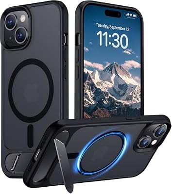 Temdan Magnetic Compatible with iPhone 15 Plus Case & iPhone 14 Plus Case, [Built-in Invisible Kickstand][Compatible with MagSafe][Military Grade Shockproof] Slim Translucent Matte Phone Case 6.7"