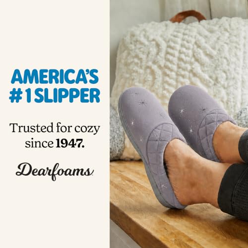 Image of Dearfoams Women's Lightweight Memory Foam Indoor House Slipper Darcy Velour Clog with Wide Widths