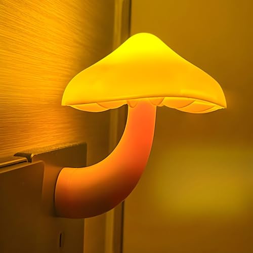 ESUPPORT Mushroom-Shaped Energy Saving Sensor LED Night Light with Plug Yellow(Average Life Expectancy 50000h)