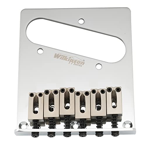 Wilkinson WOT03 52.5mm (2-1/16 inch) Guitar Telecaster Bridge Modern 6-Saddles for Fender American Standard Tele TL Style Electric Guitar, Chrome